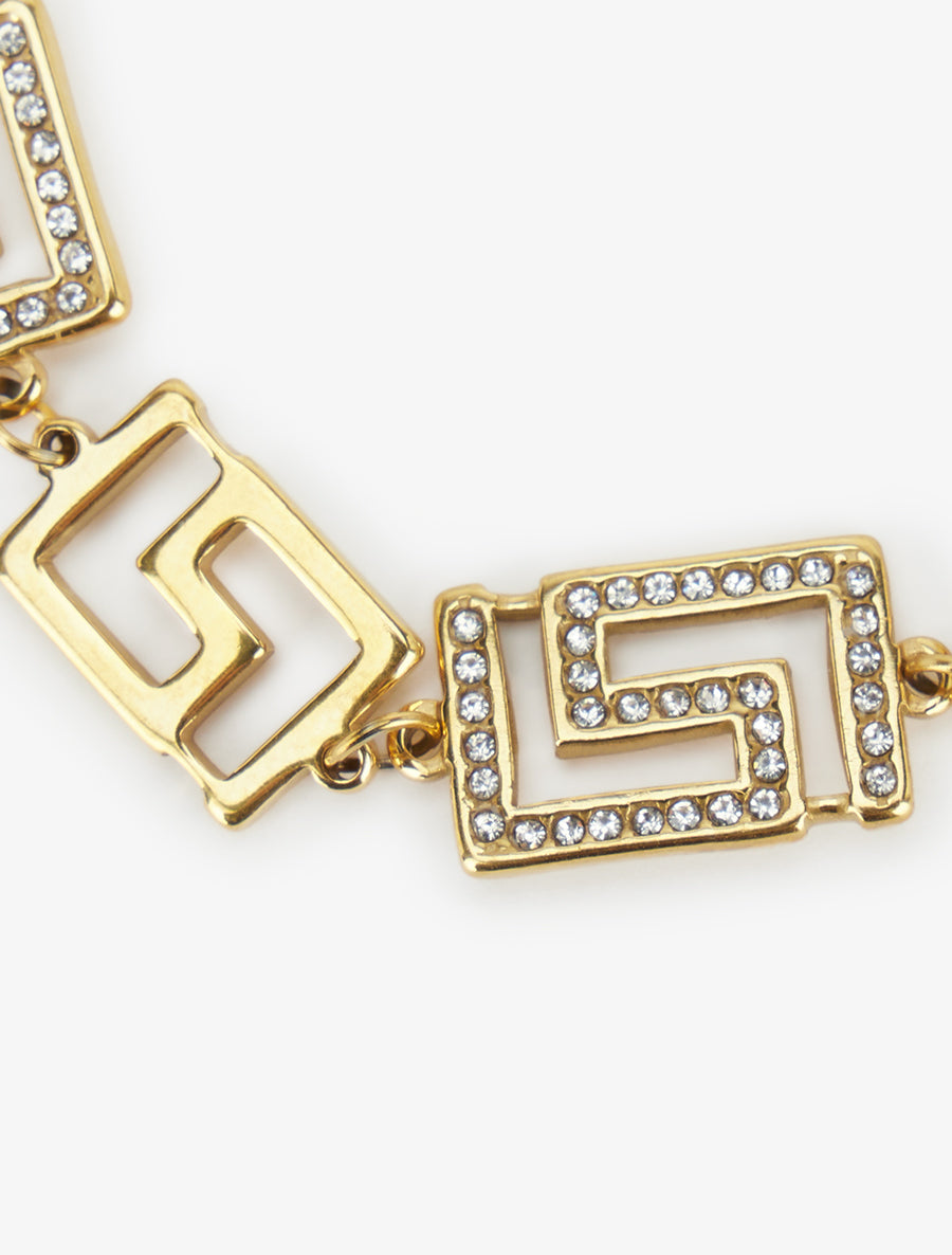 Bracelet à maillons style grec et strass - Or - 3