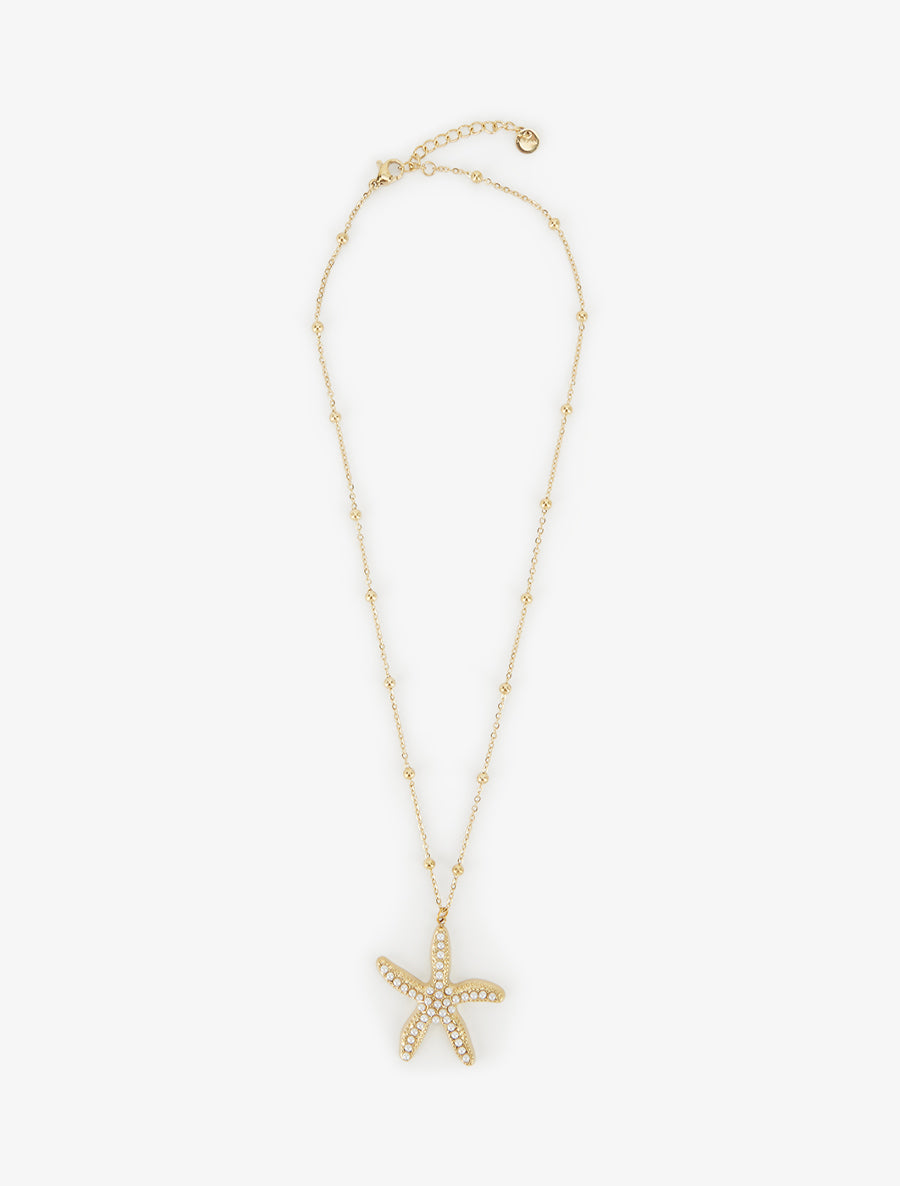 Collier à pendentif étoile de mer et perles - Or - 2