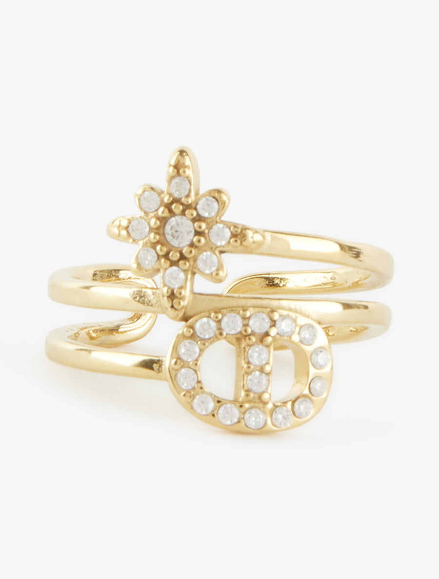 Bague à étoile et maillon strassés - Or - 3