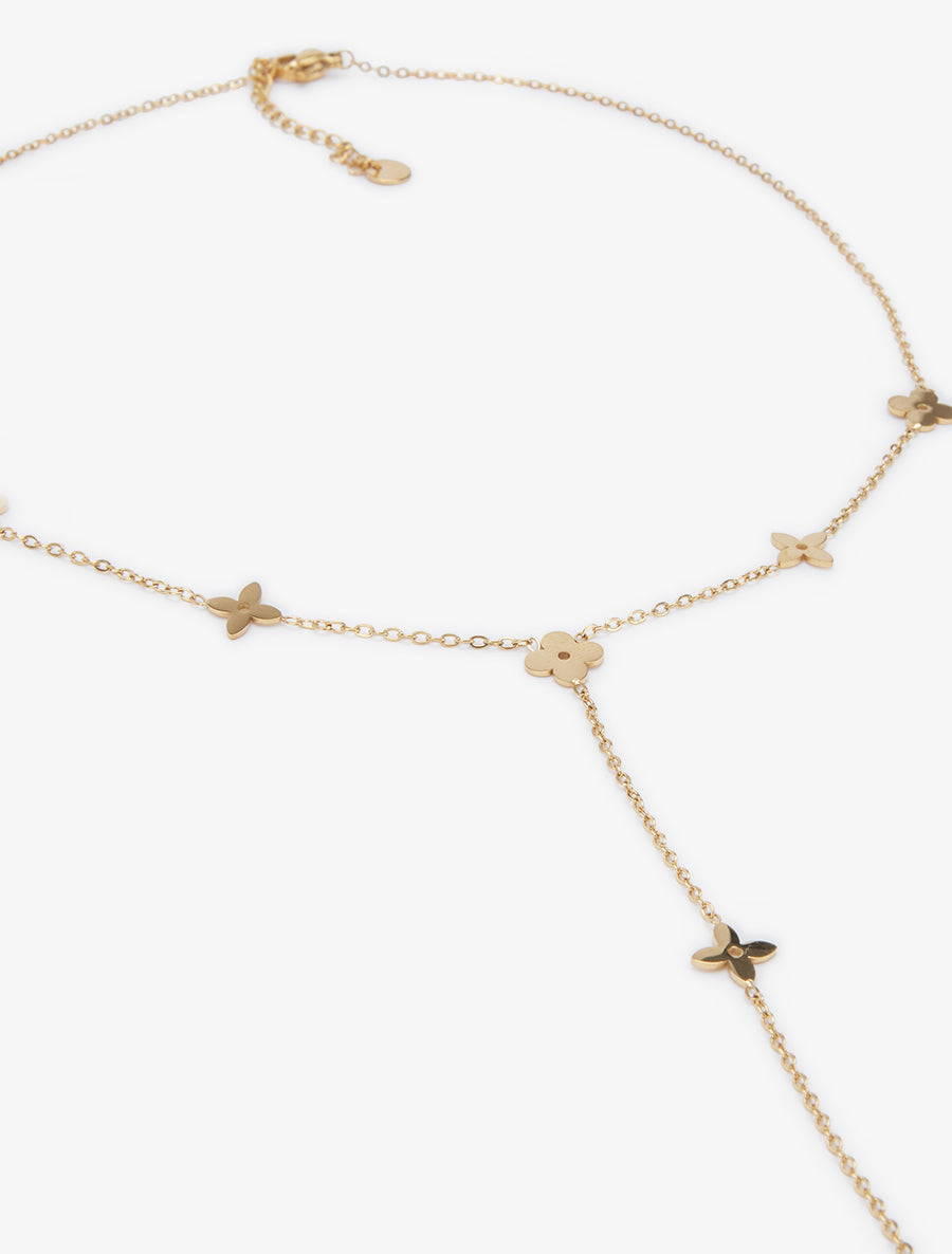 Collier en Y à motif floral - Or - 3