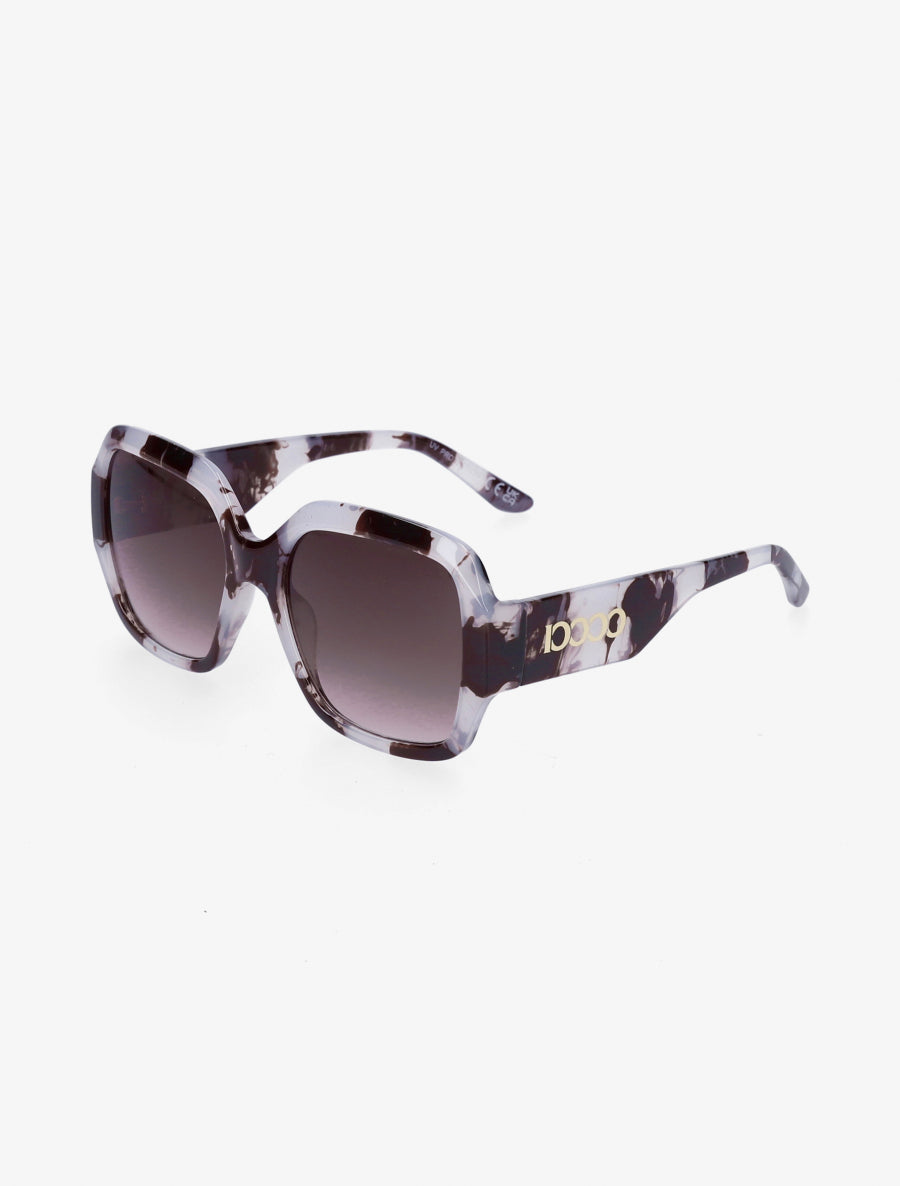 Lunettes de soleil carrées oversize - Blanc/marron - 1