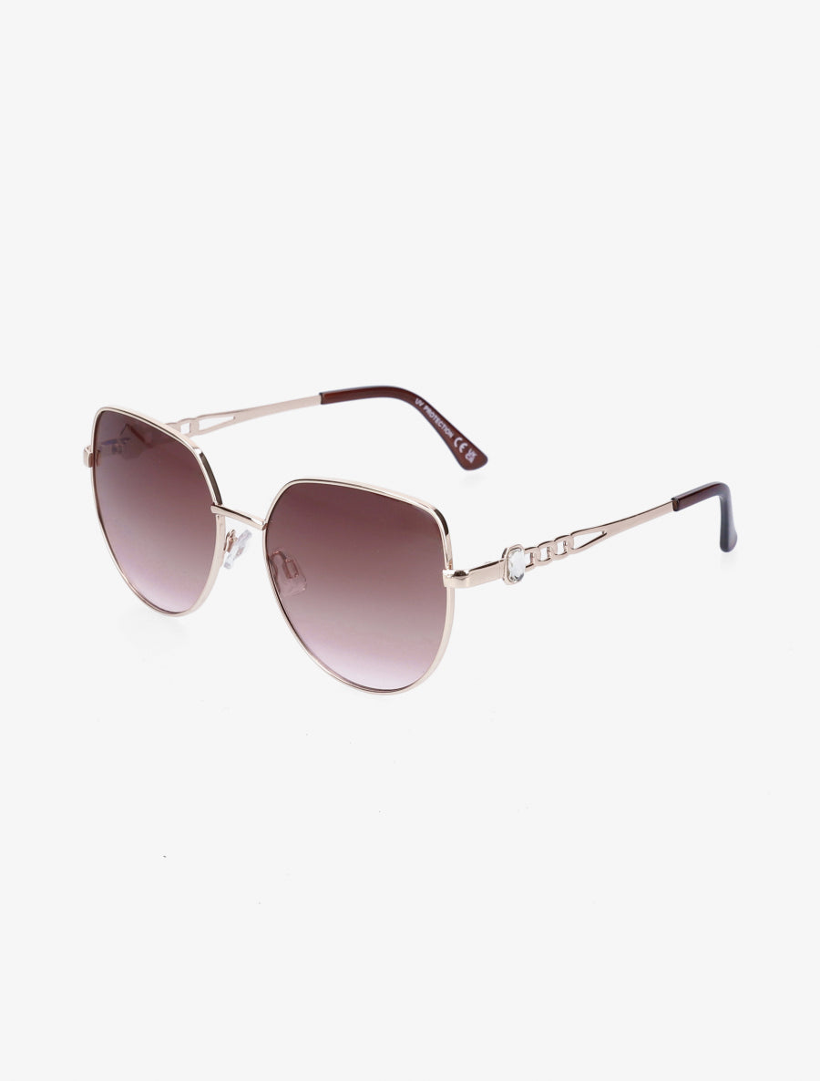 Lunettes de soleil rondes oversize - Marron clair - 1