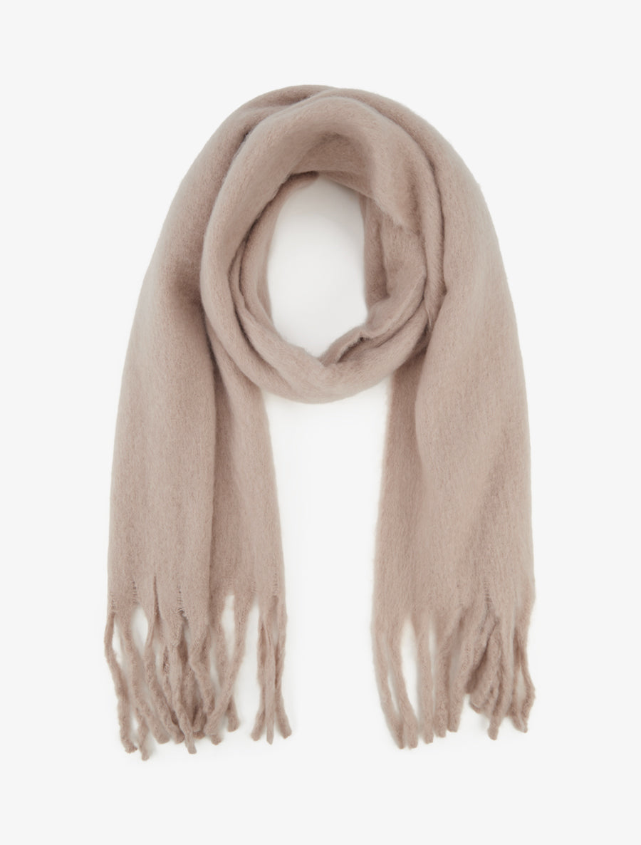 Echarpe laine duveteuse à franges - Taupe - 1