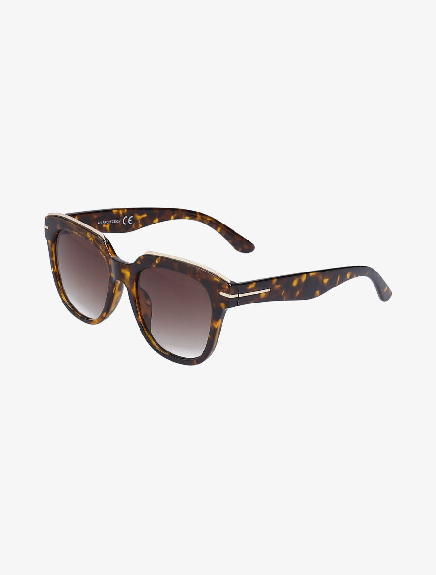 Lunettes ovales à monture détail doré - Léopard - 1