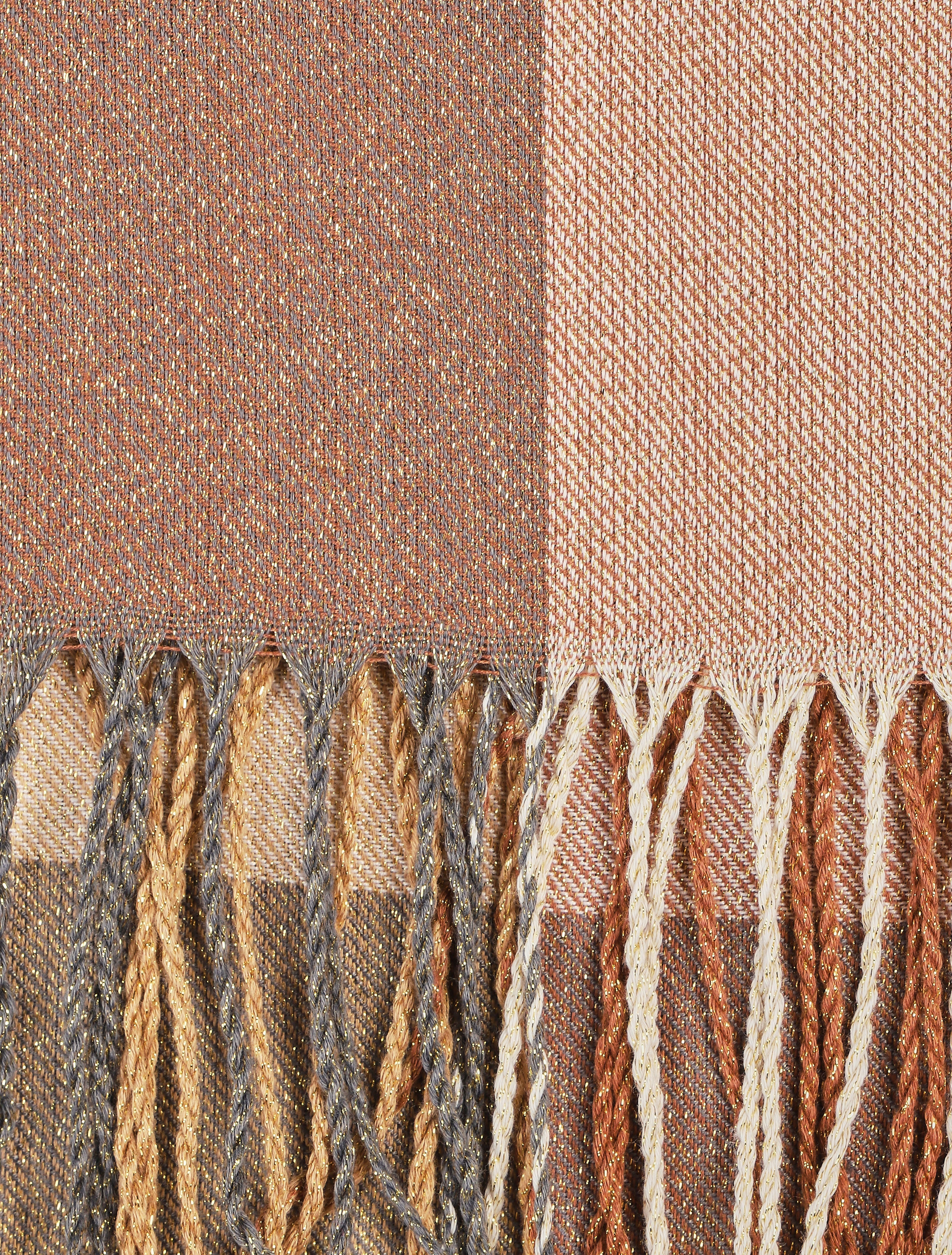 Echarpe à carreau et franges - Taupe - 3