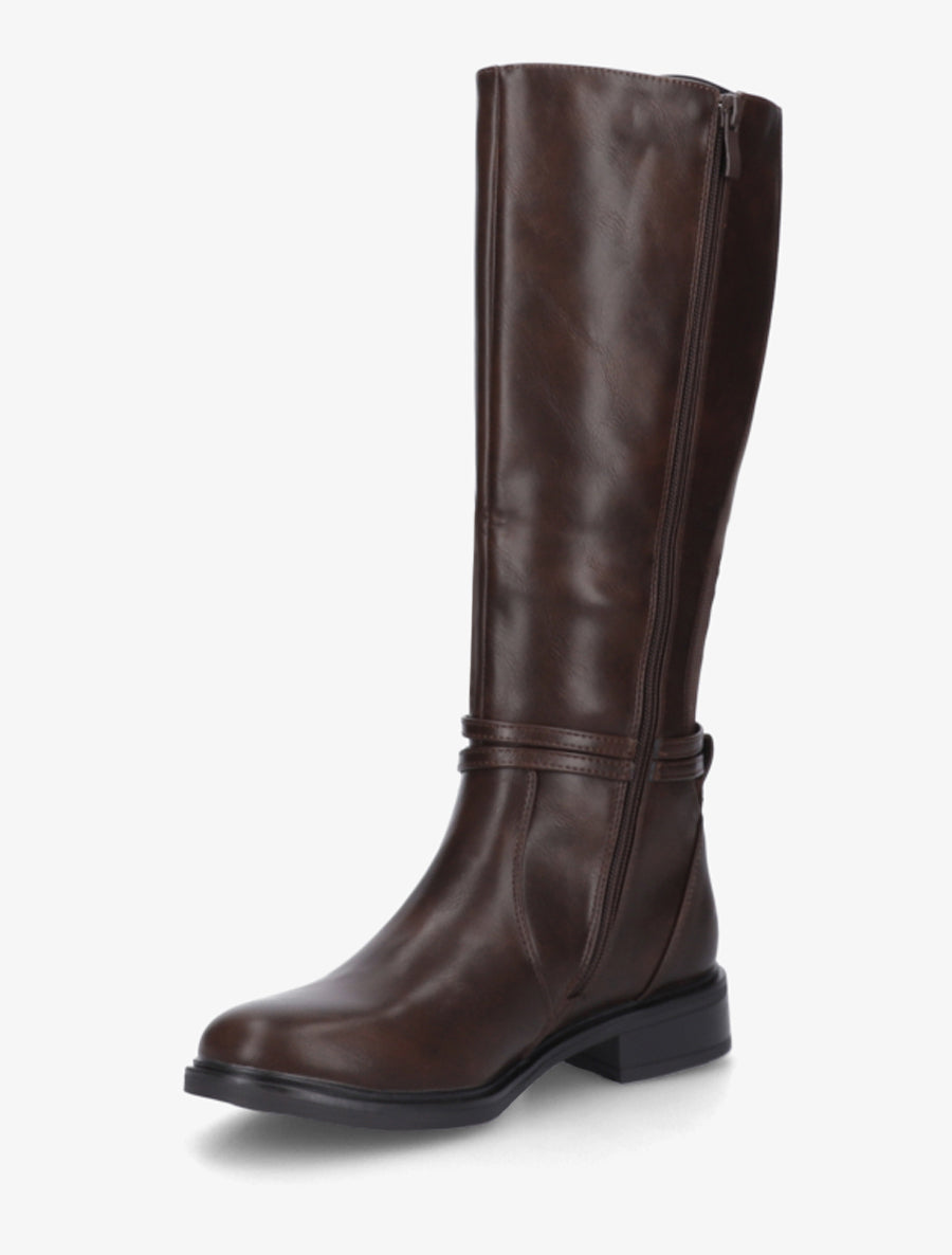 Bottes en simili à boucle rectangulaire - Marron - 3