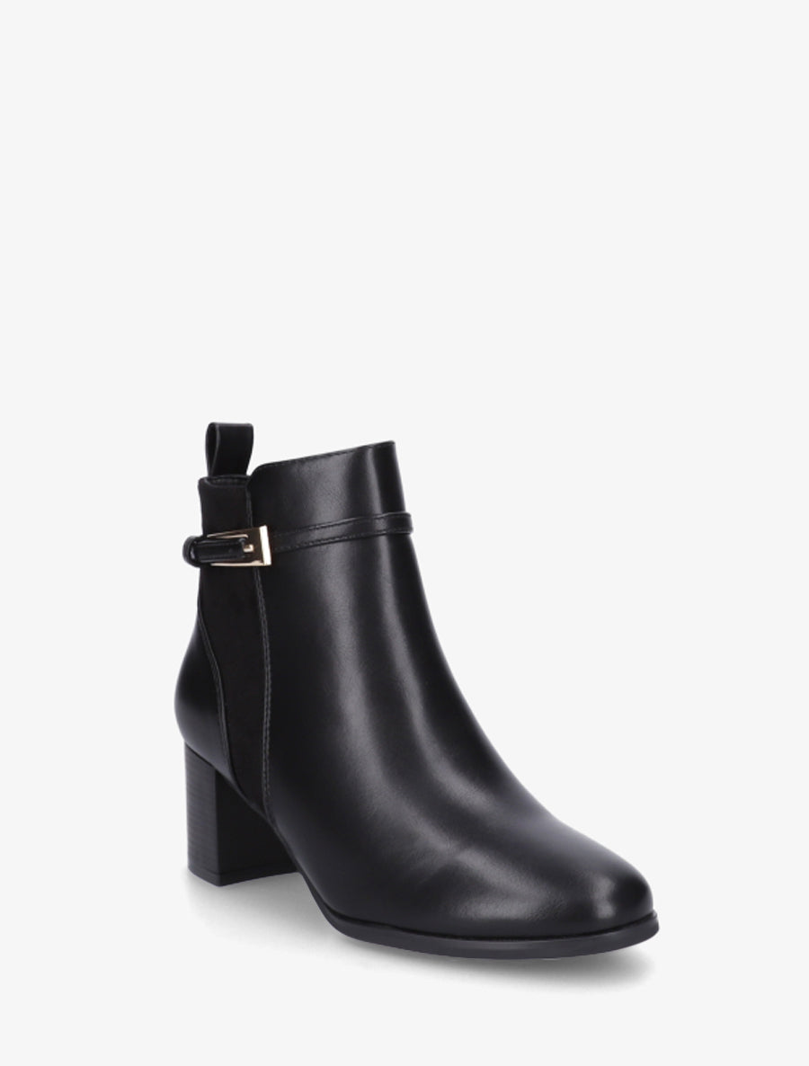 Bottines bimatière avec sangles - Noir - 2