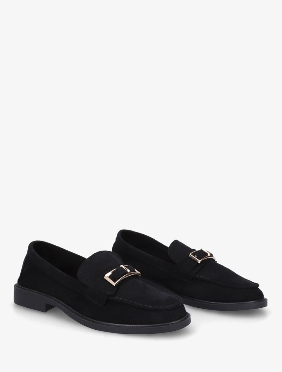 Mocassins en suédine à boucle métallique - Noir - 4