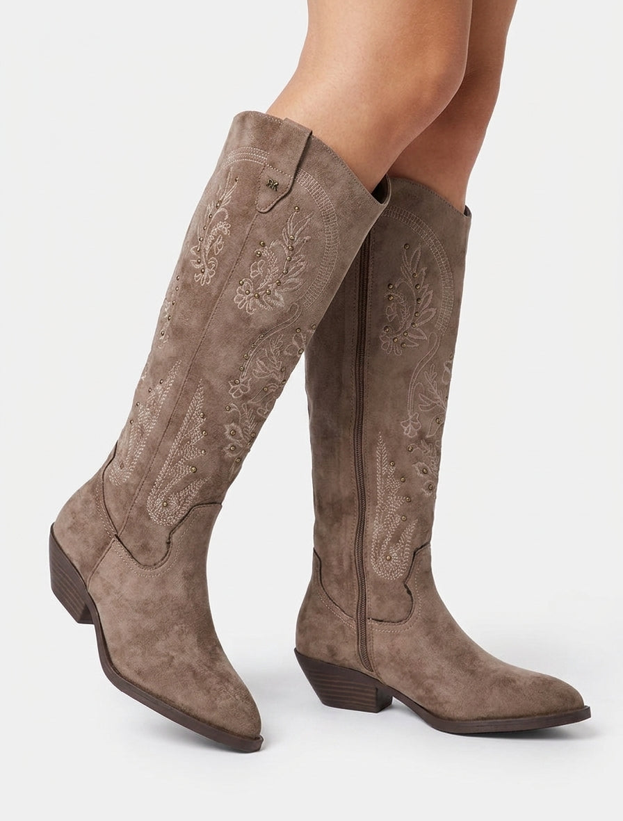 Suède laarzen in cowboy-stijl met studs - Mol