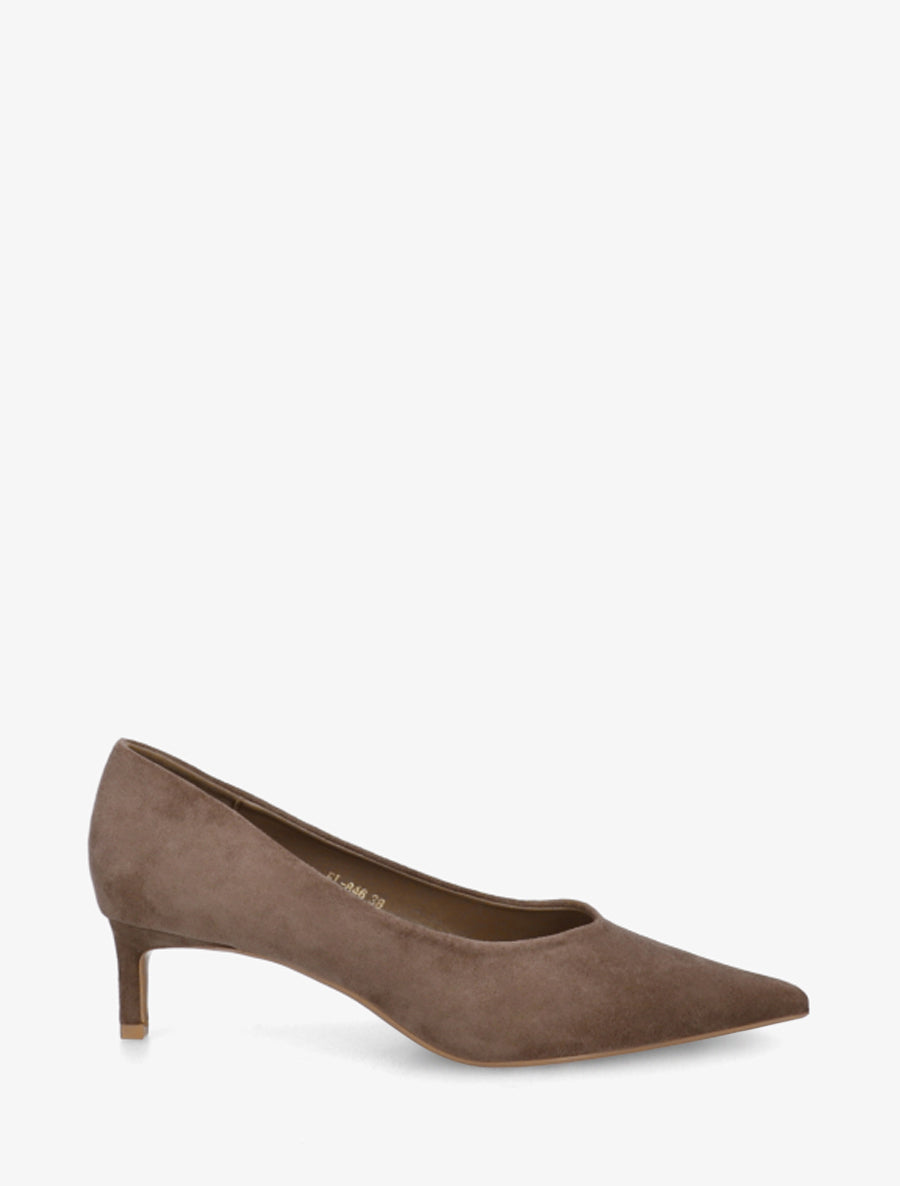 Escarpins unis en suédine - Taupe foncé - 1