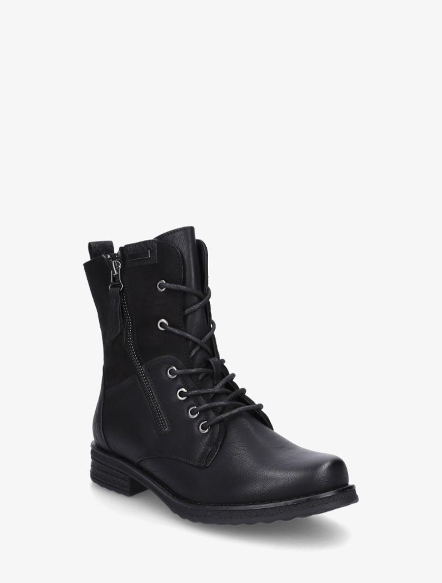 Bottines bimatière à lacets - Noir - 2
