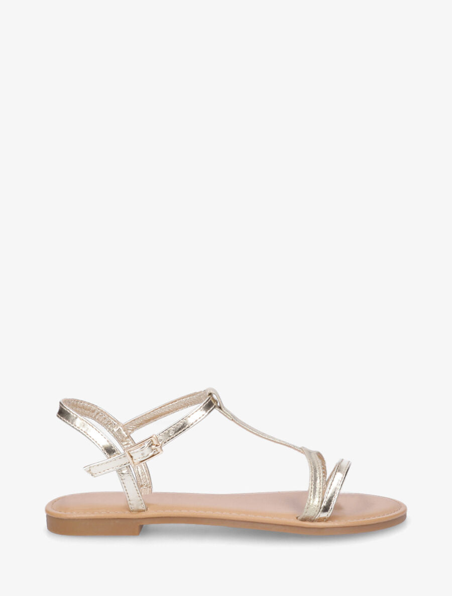 Nu-pieds en simili bride en T - Or - 6