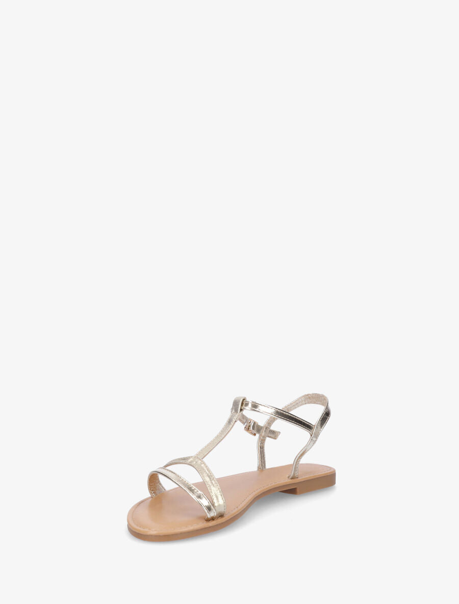 Nu-pieds en simili bride en T - Or - 4