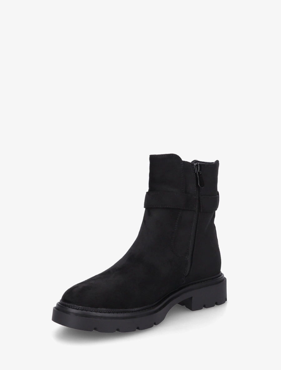Bottines élastiquées en suédine à boucle - Noir - 3