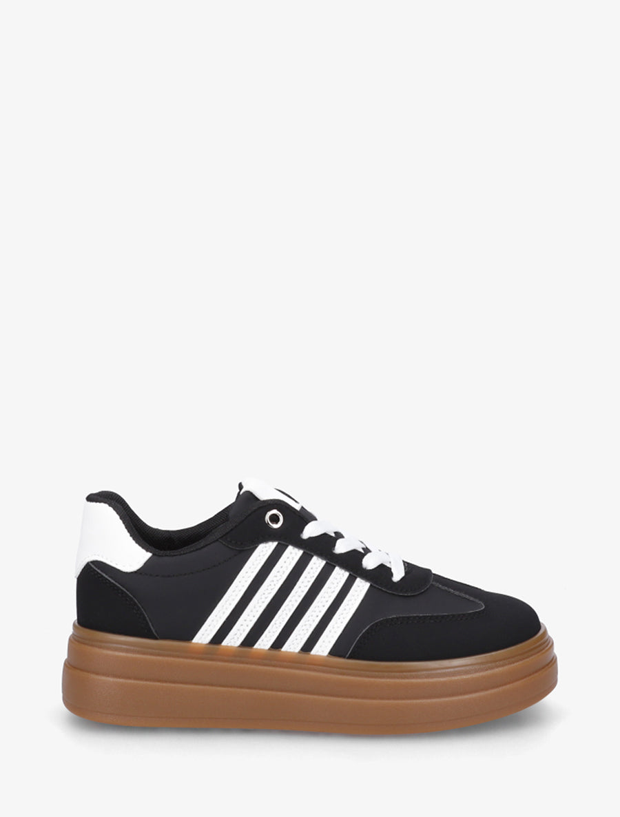 Baskets plateformes à bandes contrastantes - Noir - 1