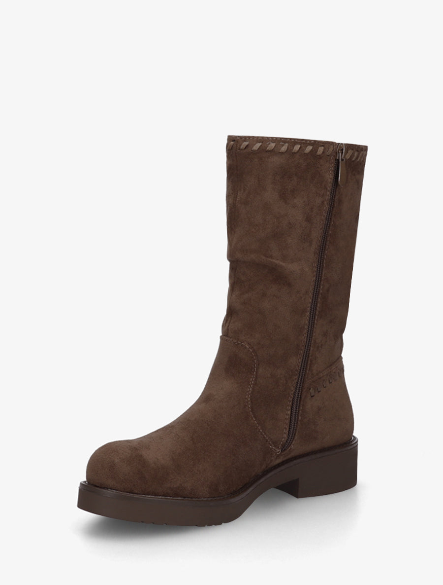 Bottines plissées à bouts ronds - Marron - 3
