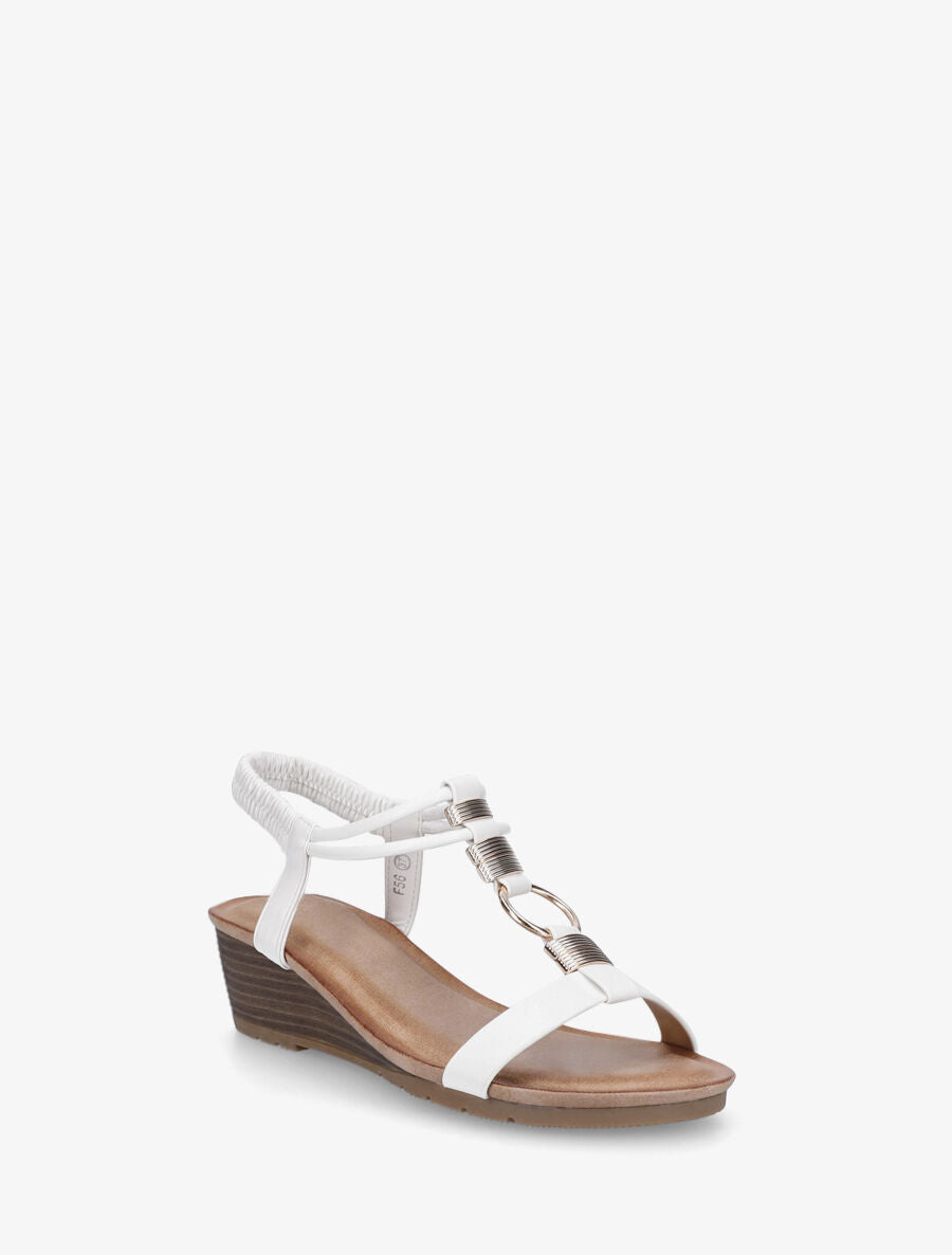 Sandales compensées à bijoux - Blanc - 2