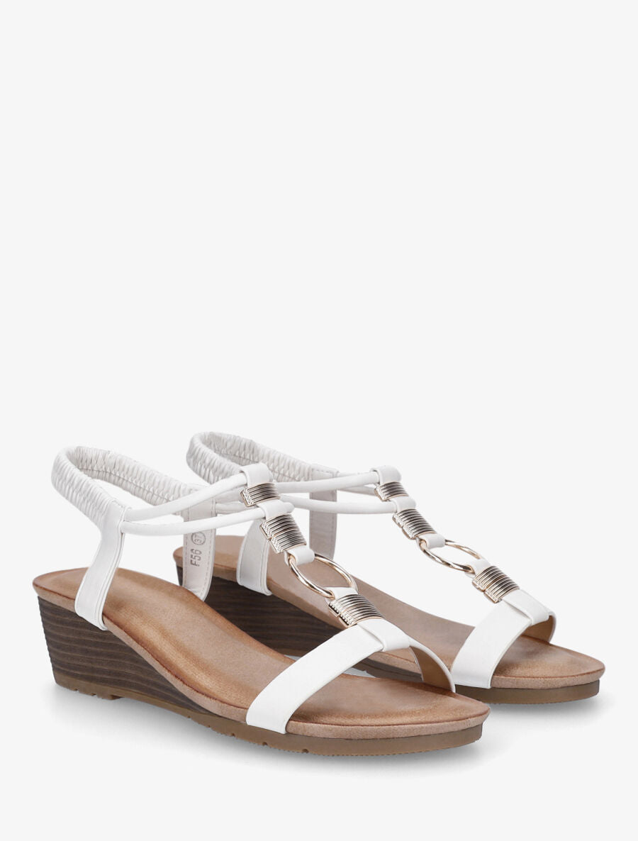 Sandales compensées à bijoux - Blanc - 4