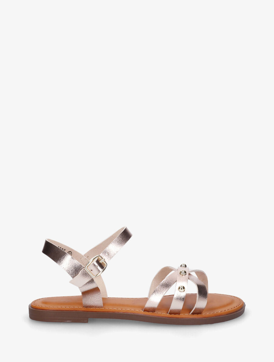 Nu-pieds croisés à clous - Rose gold - 5