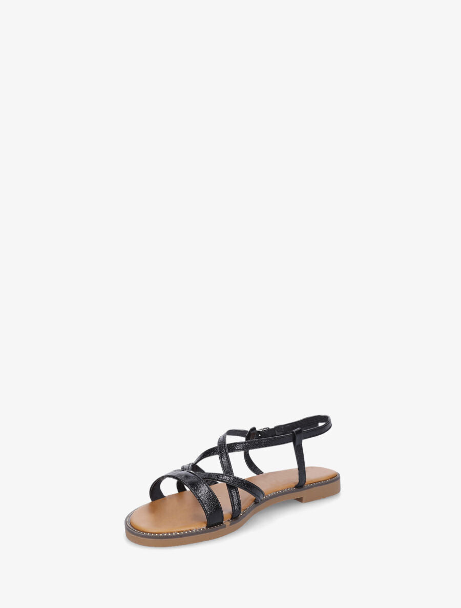 Nu-pieds multibrides en simili nacré - Noir - 3