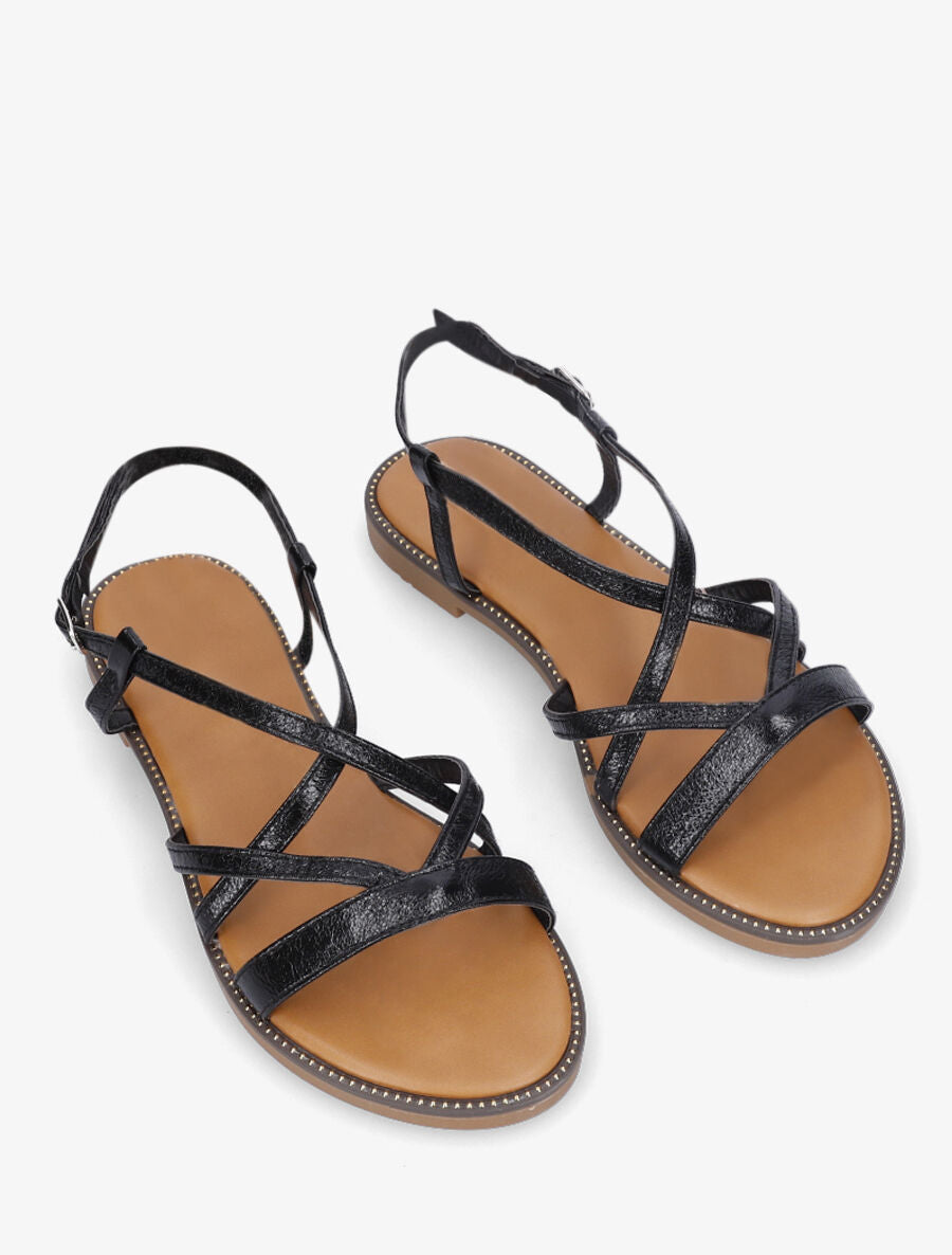 Nu-pieds multibrides en simili nacré - Noir - 4