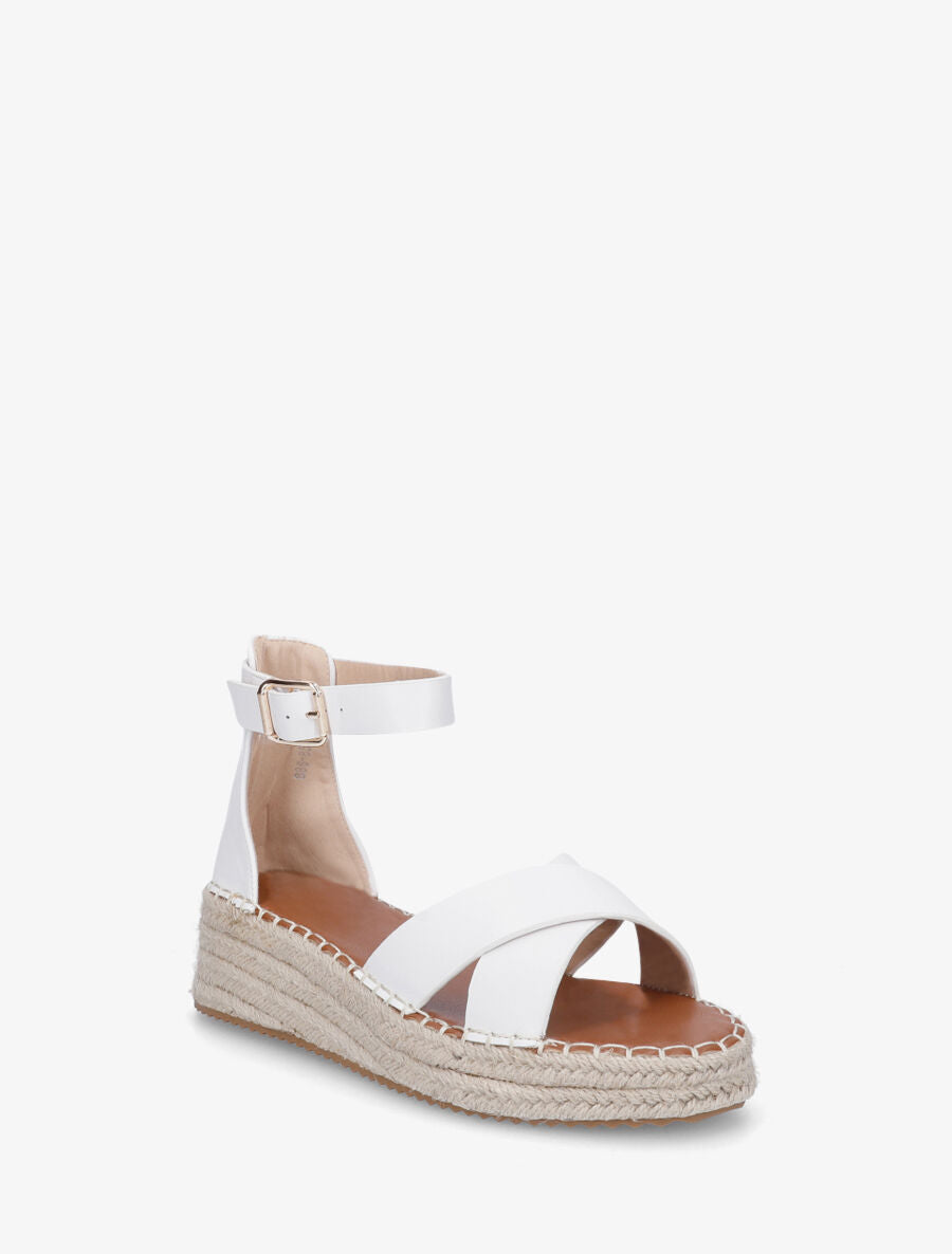 Sandales croisées style espadrille - Blanc - 2