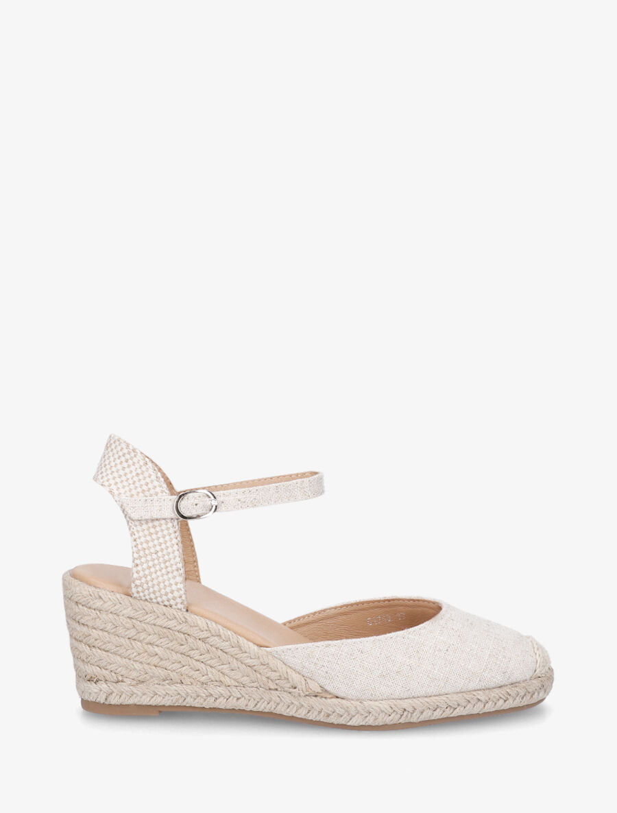 Espadrilles mi-hautes en tissu - Beige - 1
