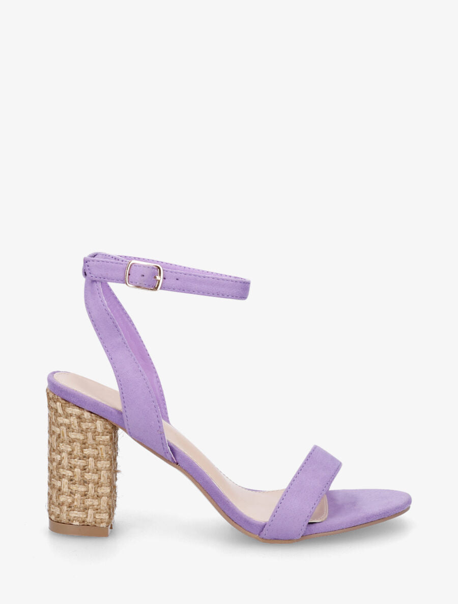 Sandales à talon bi-matière - Lilas - 5