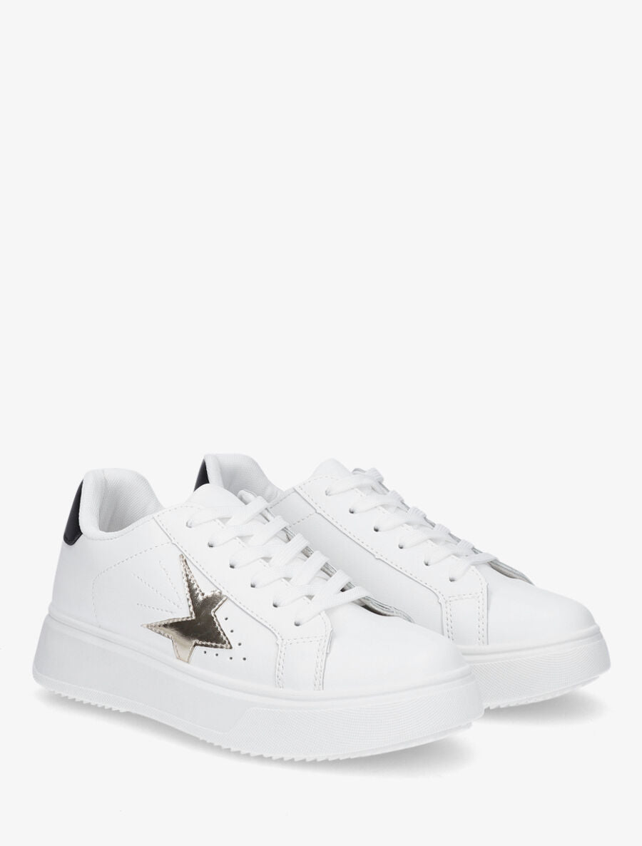 Baskets en simili empiècement fantaisie - Noir/blanc - 4