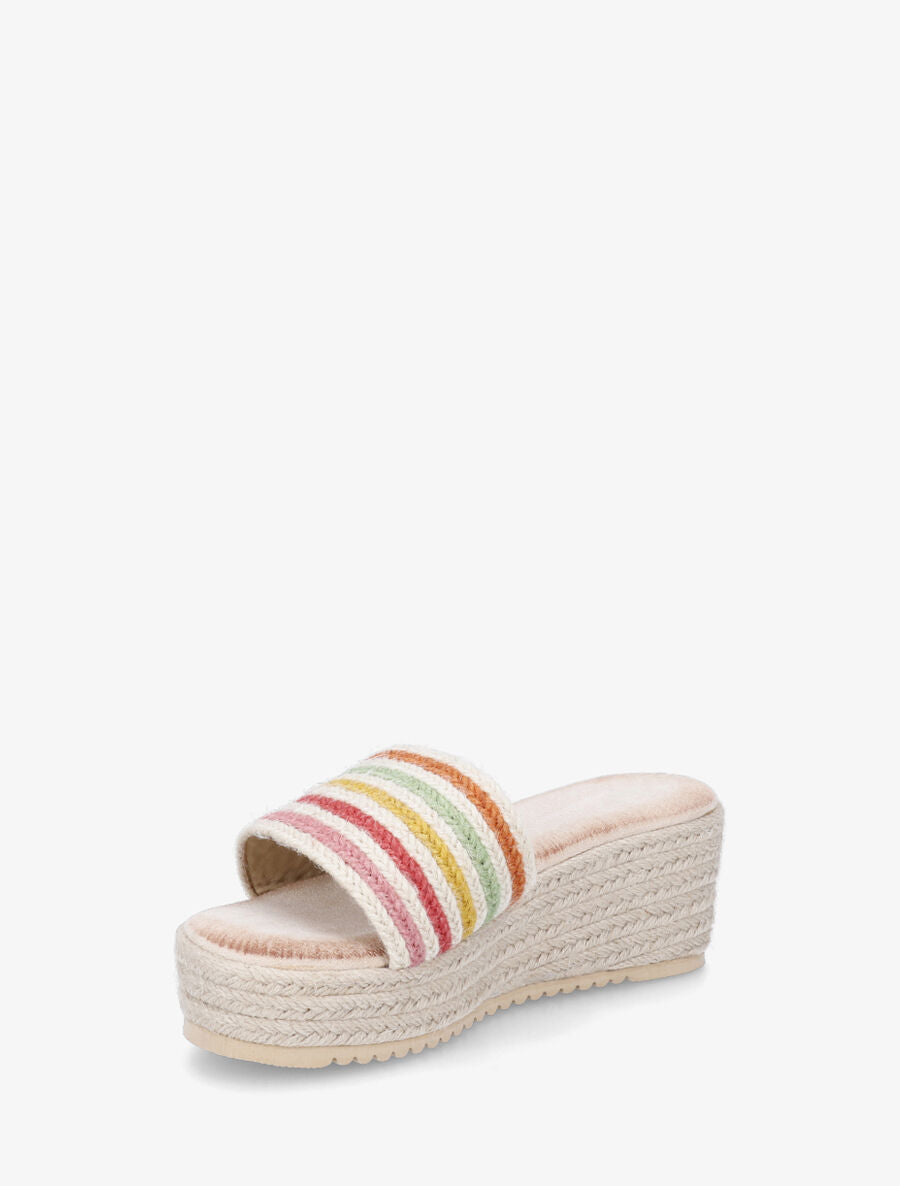 Mules compensées en raphia tressé - Multi - 3