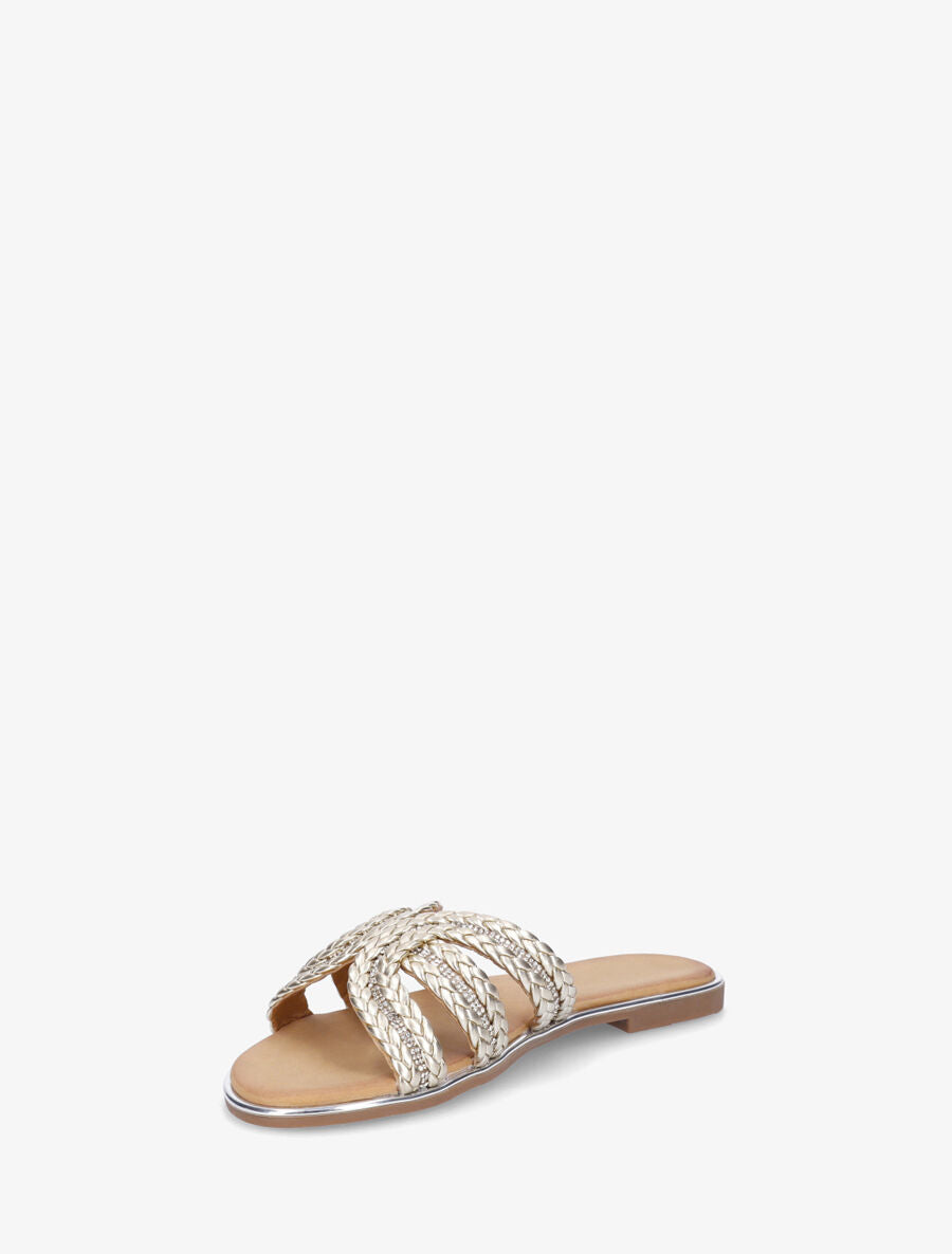 Mules plates tressée à strass - Or - 3