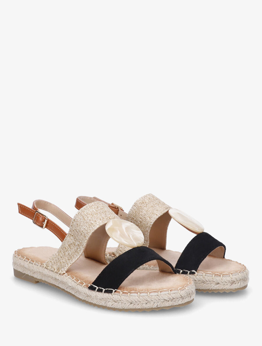 Nu-pieds bi-matière à bijou marbré - Noir - 4