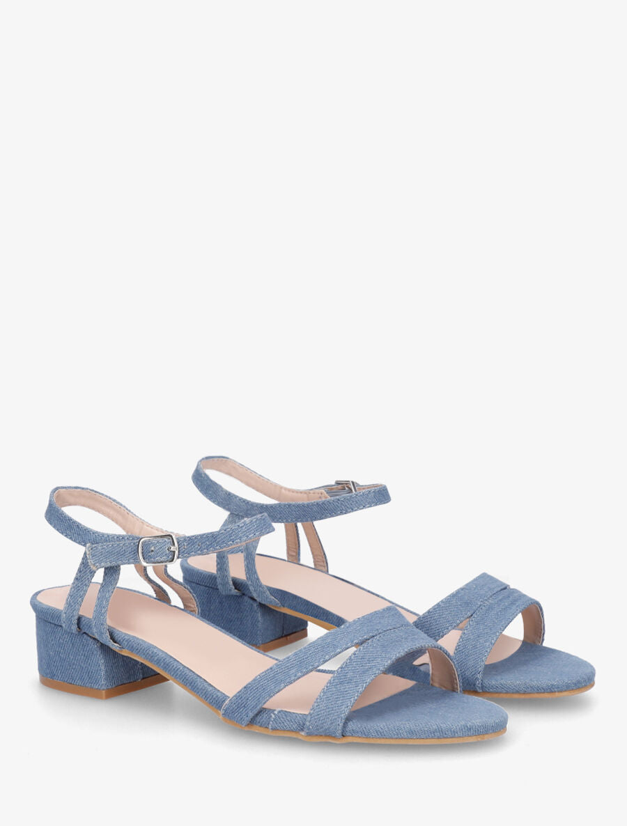 Sandales plates à double bride - Bleu denim - 4