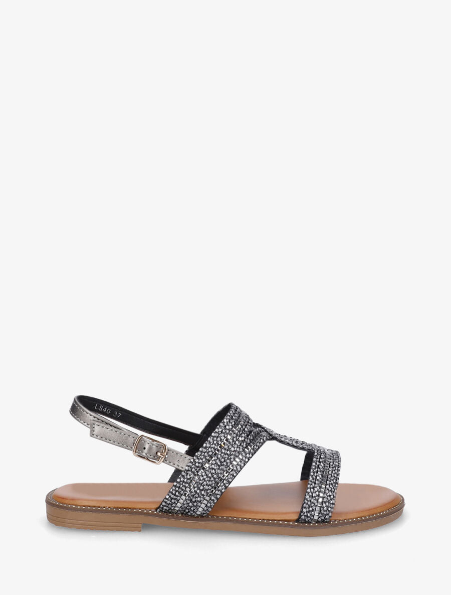 Nu-pieds ornés de strass - Noir - 1