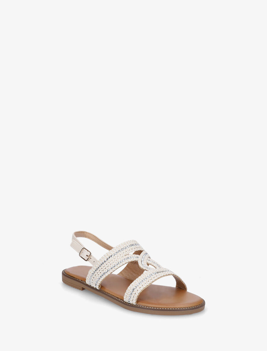 Nu-pieds ornés de strass - Beige - 2