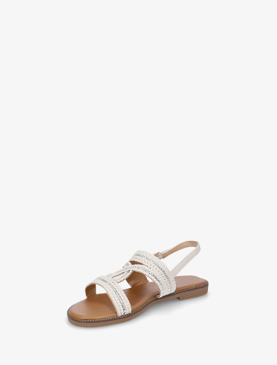 Nu-pieds ornés de strass - Beige - 3