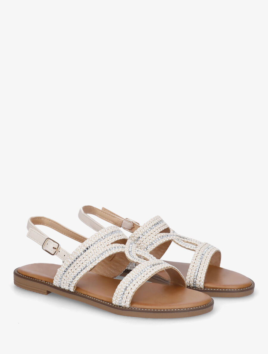 Nu-pieds ornés de strass - Beige - 4