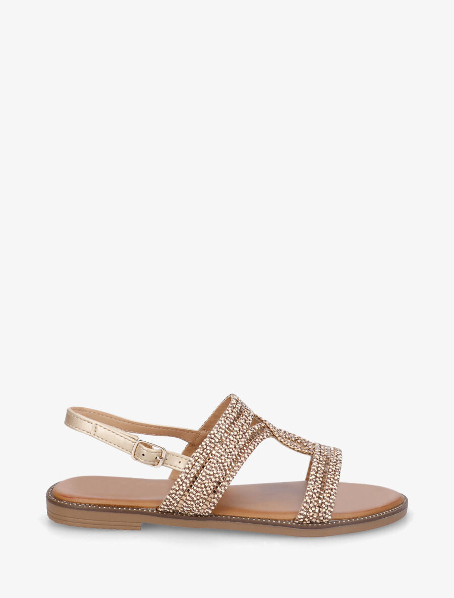 Nu-pieds ornés de strass - Or - 5