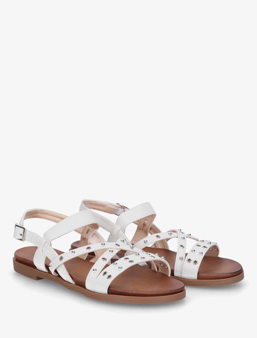 Nu-pieds cloutés en simili - Blanc - 4