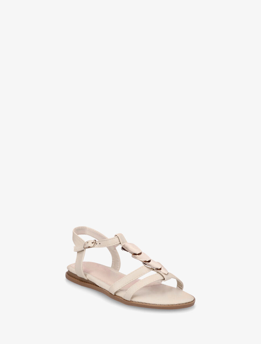Nu-pieds en simili à bride bijoux - Beige - 2