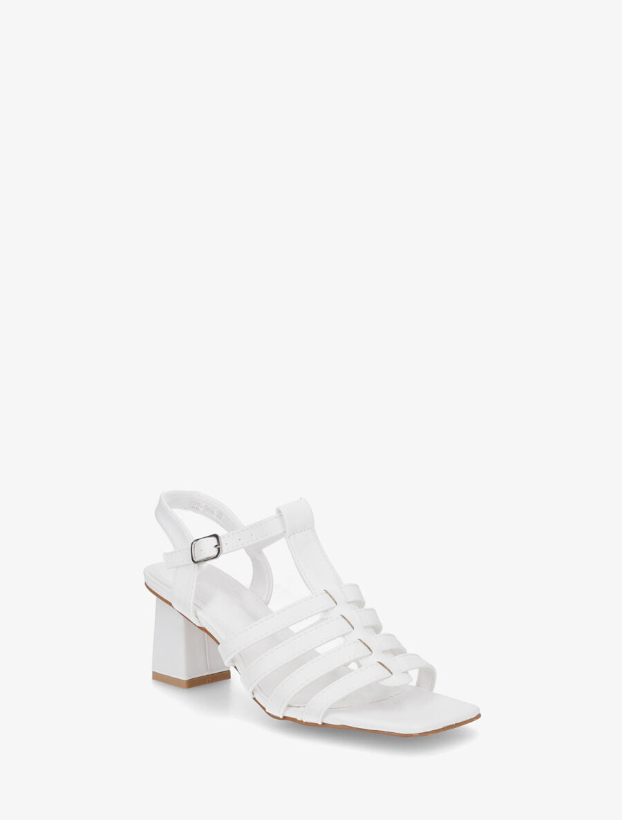 Sandales en simili bride en T - Blanc - 2