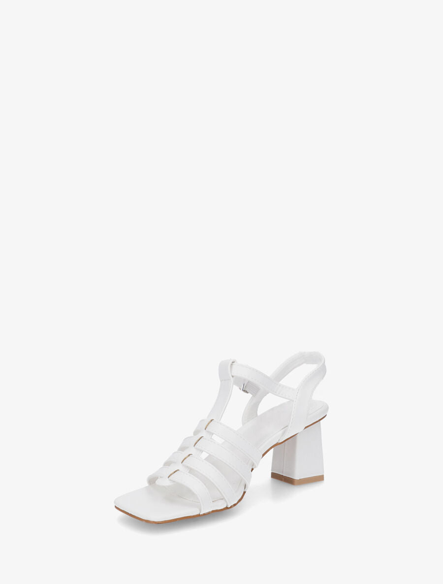 Sandales en simili bride en T - Blanc - 3