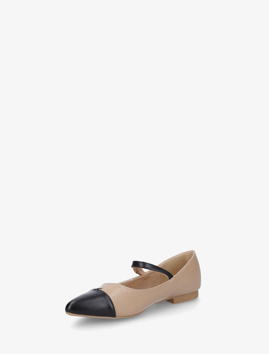 Ballerines en simili à boucle strassée - Beige - 3