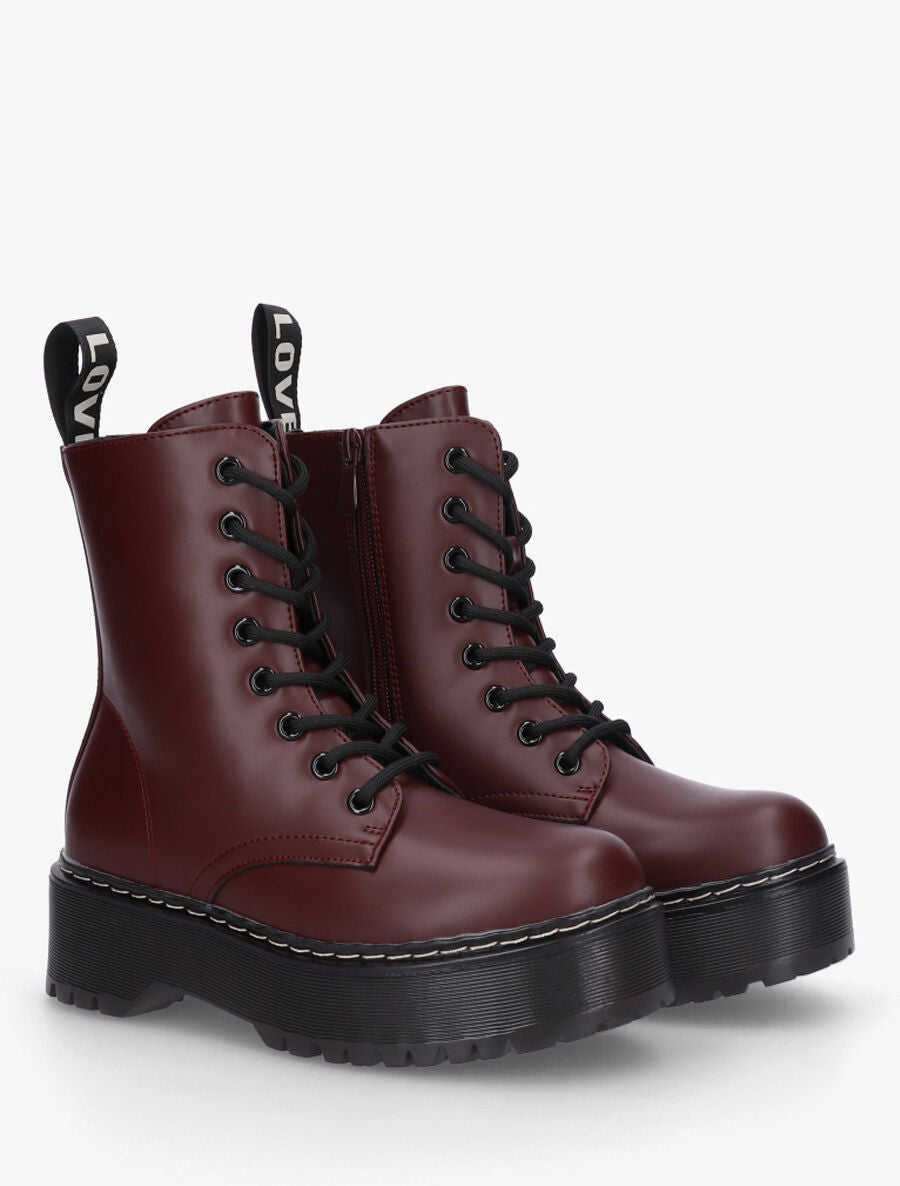 Bottines montantes en simili - Bordeaux - 4