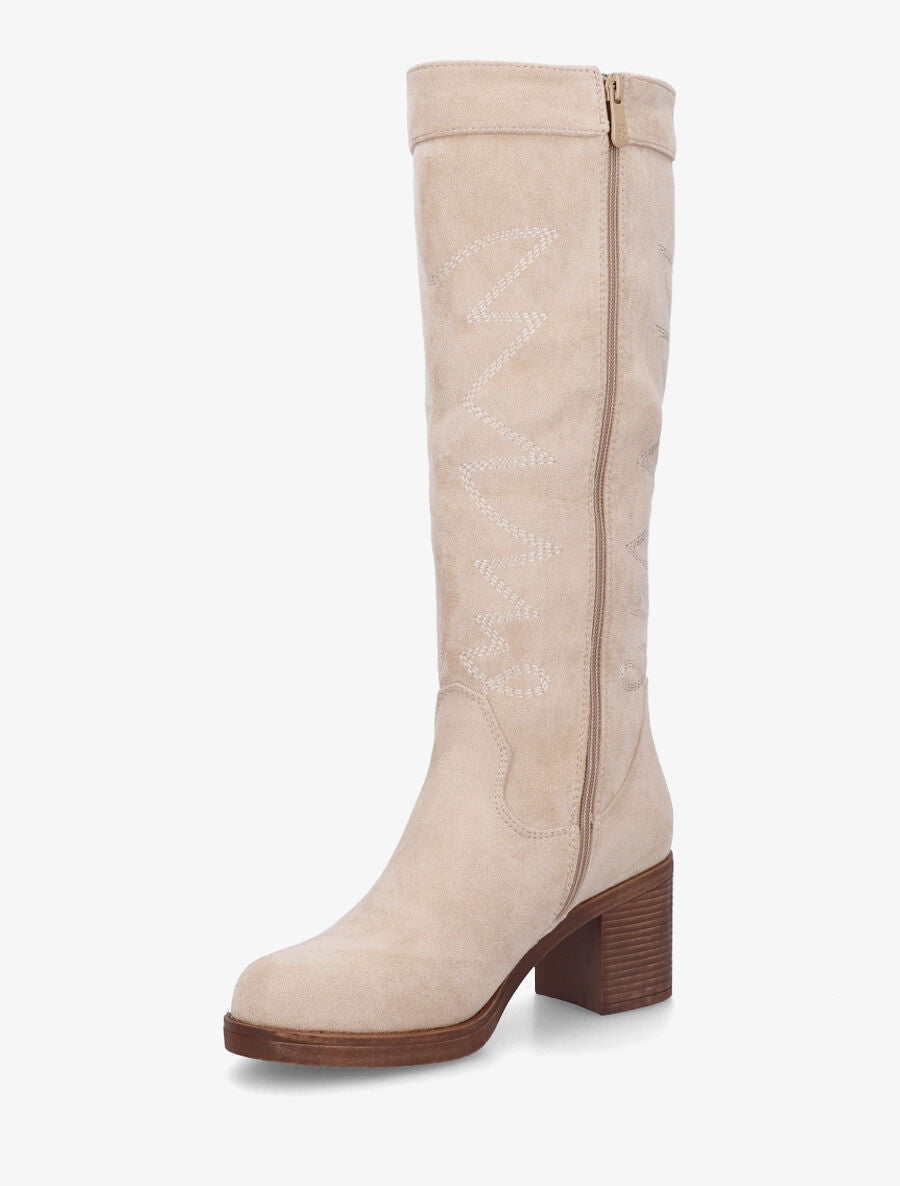 Bottes en suédine brodées - Beige - 3