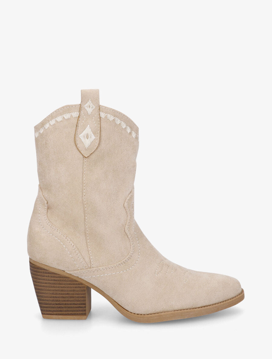 Bottines santiags à talon bottier - Beige - 5