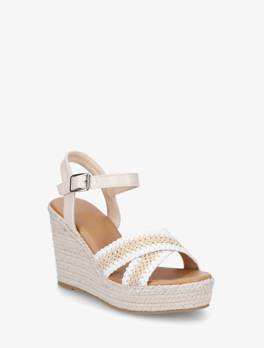 Sandales compensées à brides croisées - Beige - 2