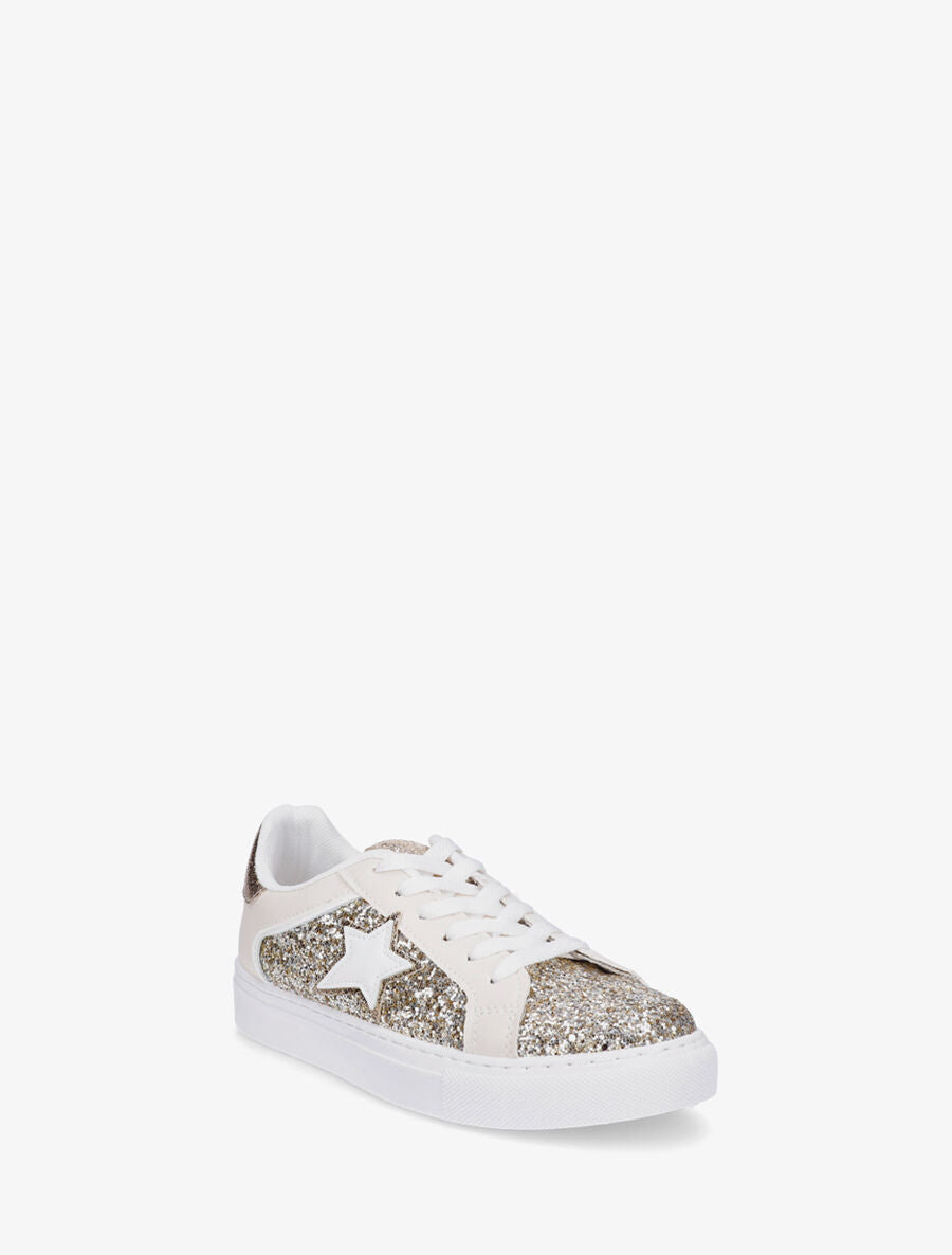 Sneakers en simili à détail étoile - Crème - 2