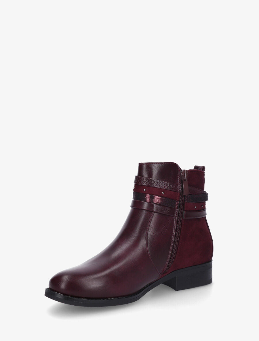 Bottines bi-matière à bandes dépareillés - Bordeaux - 3