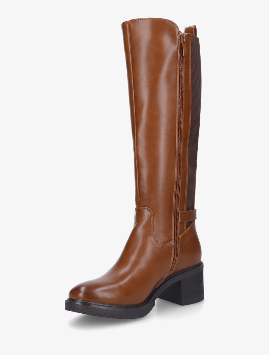 Bottes élastiquées à talon - Camel - 3